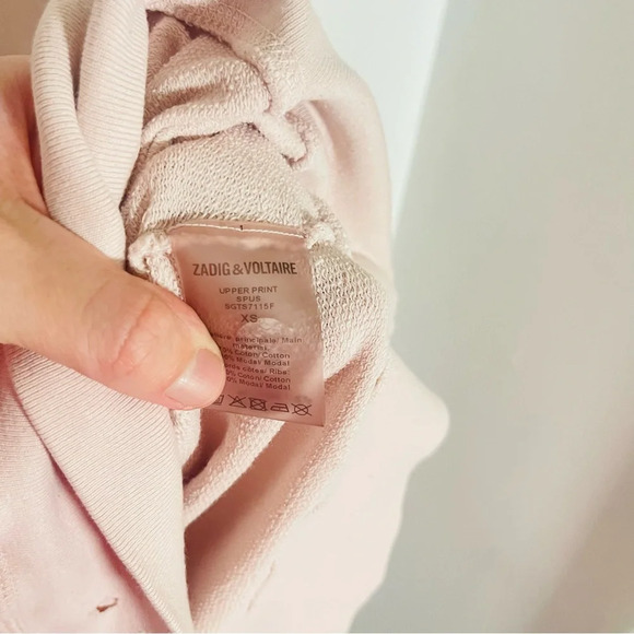 Zadig & Voltaire Rock Upper Print Sweatshirt Pink Distressed Punk Athleisure - Picture 8 of 9